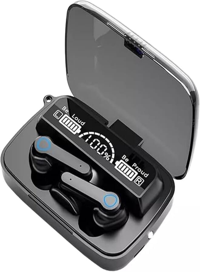 TECHBLAZE M19 TWS Bluetooth V5.1 Earbuds Active Noise Cancelling with LED Display Portable Wireless Touch Control Earbuds TWS Earphone IPX5 Waterproof Headset with Torch fro Gaming Workout Streaming